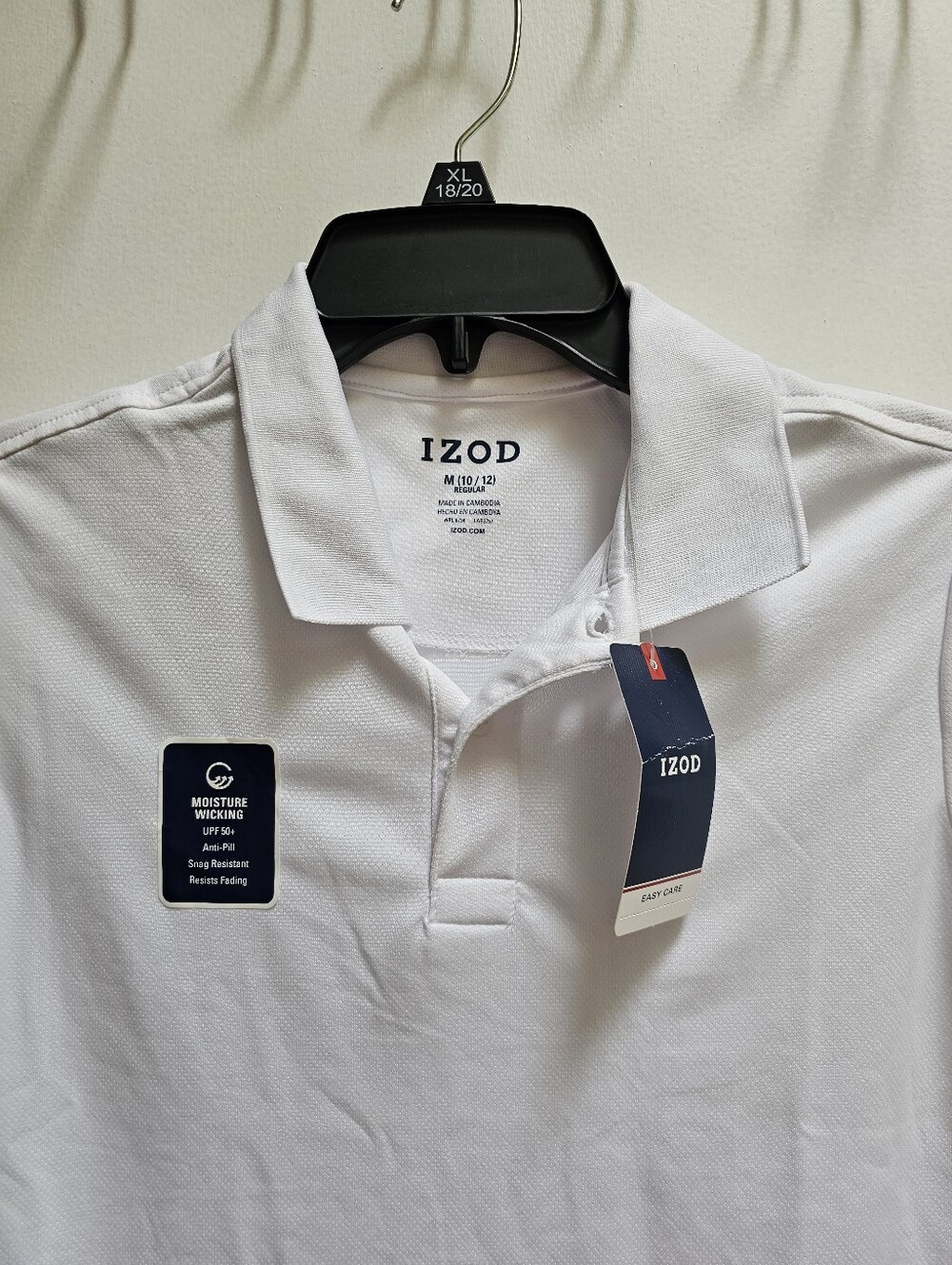 Izod White Boys Performance Polo Med 10-12 New - Picture 3 of 5